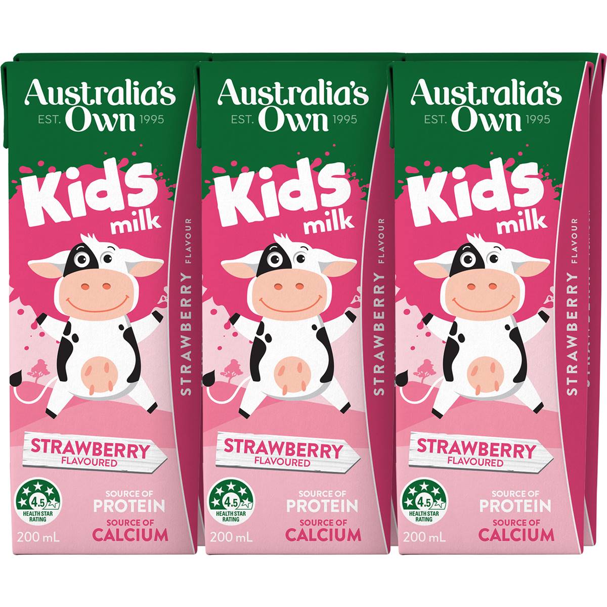 Australia's Own Kid's Milk Strawberry 6x200ml