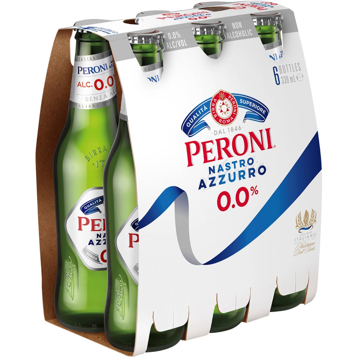 Peroni Nastro Azzurro 0% Beer Bottle 6x330ml