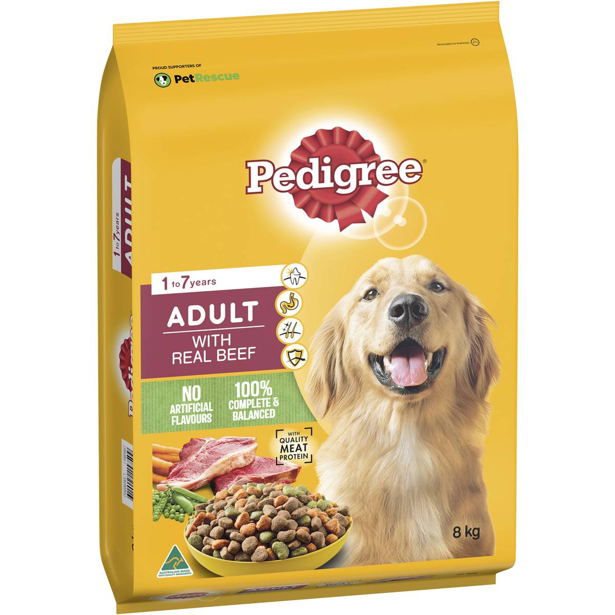 Pedigree Adult With Real Beef Dry Dog Food 8kg