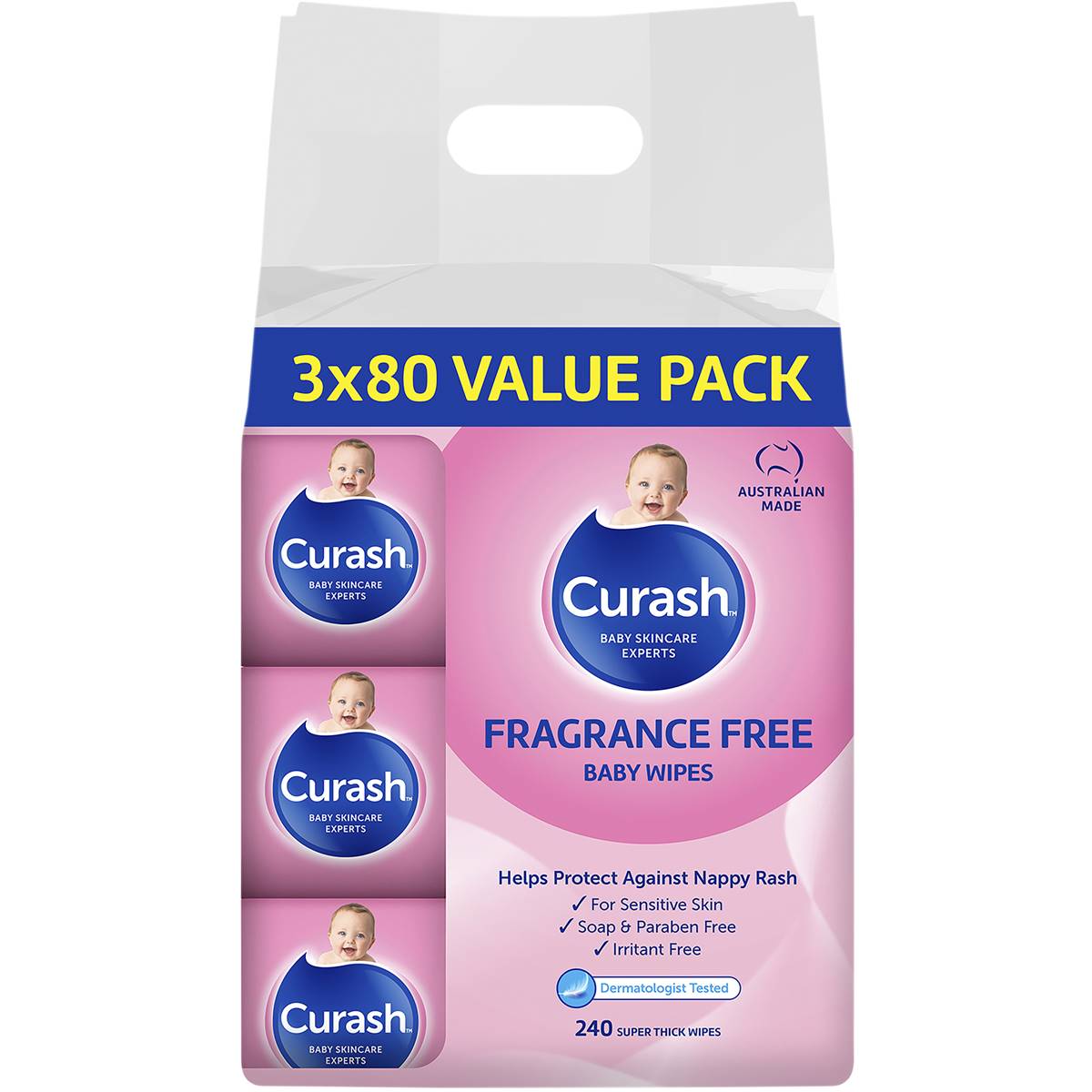Curash Baby Wipes Fragrance Free 240 Pack