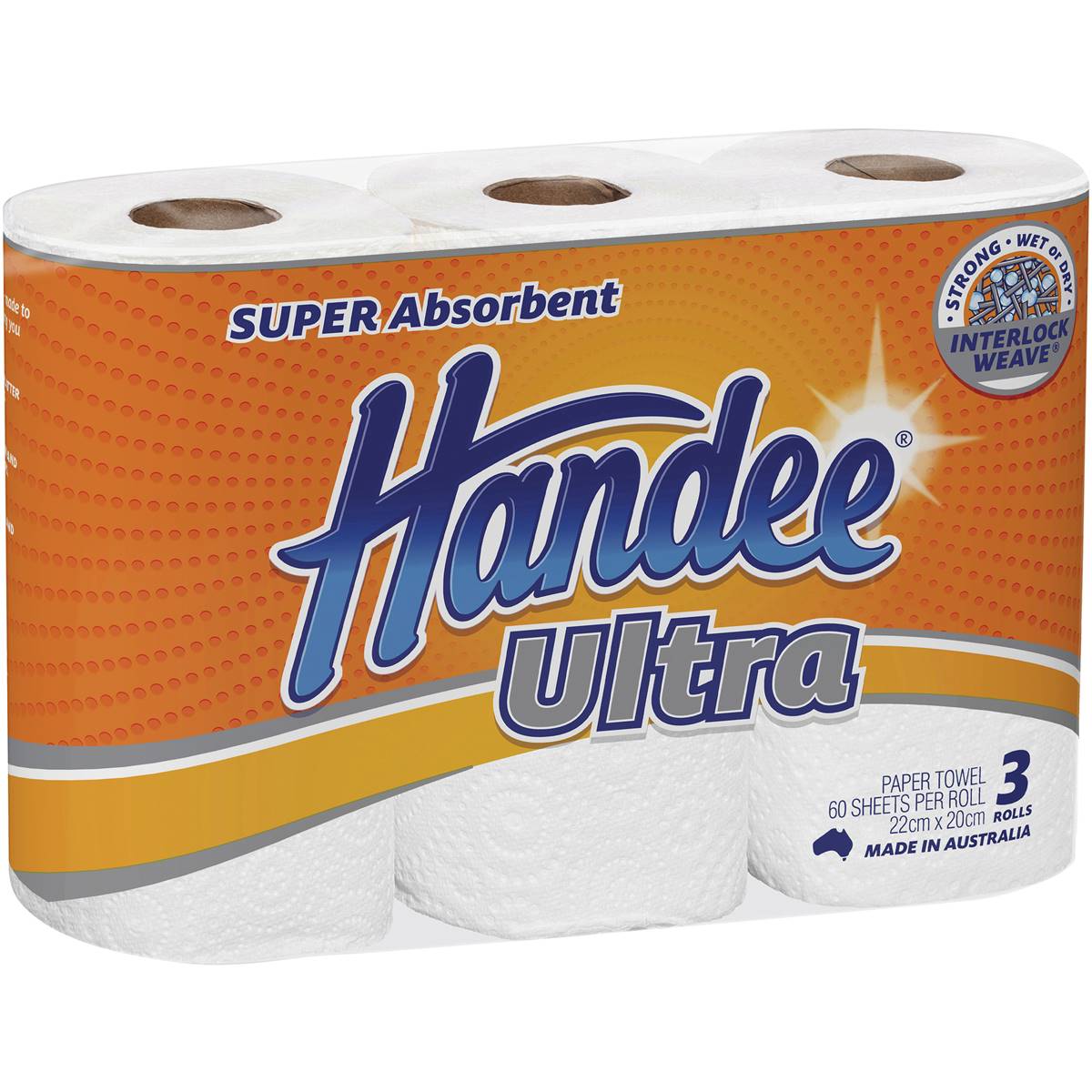 Handee Ultra Paper Towel White 2 Ply 180 Sheets 3 Pack