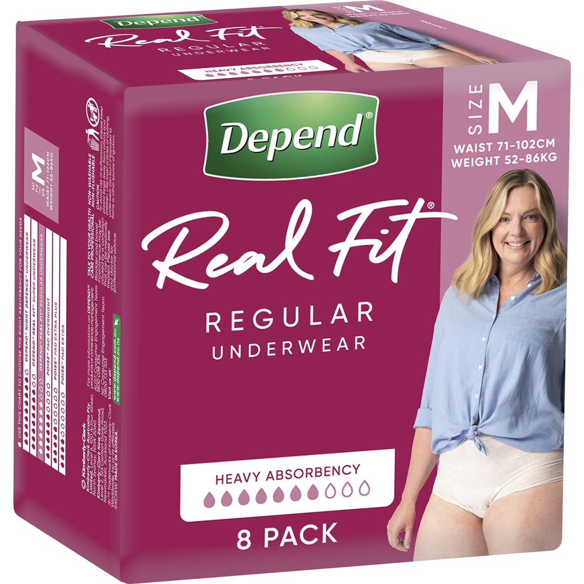Depend Real Fit Incontinence Underwear Regular Women Medium 8 Pack