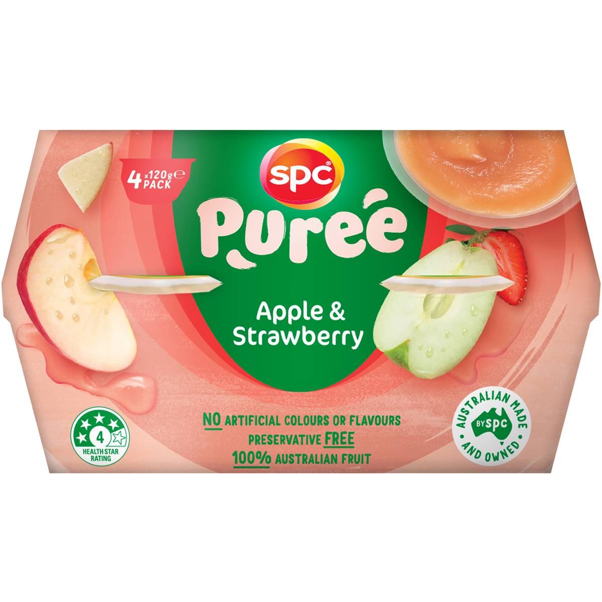 Spc Apple & Strawberry Puree Cups 4x120g