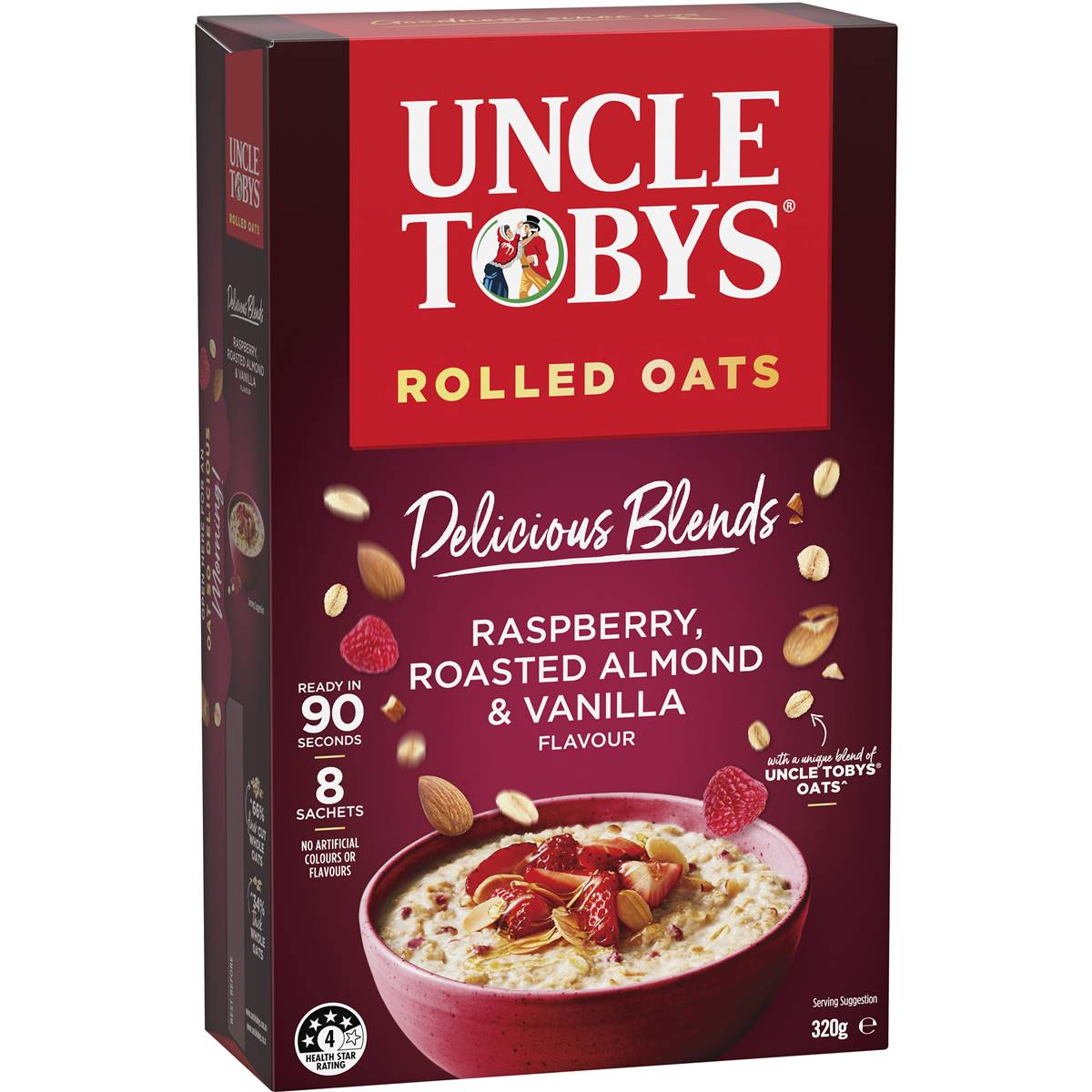 Uncle Tobys Oat Delicious Blends Raspberry Almond Vanilla Porridge 320g