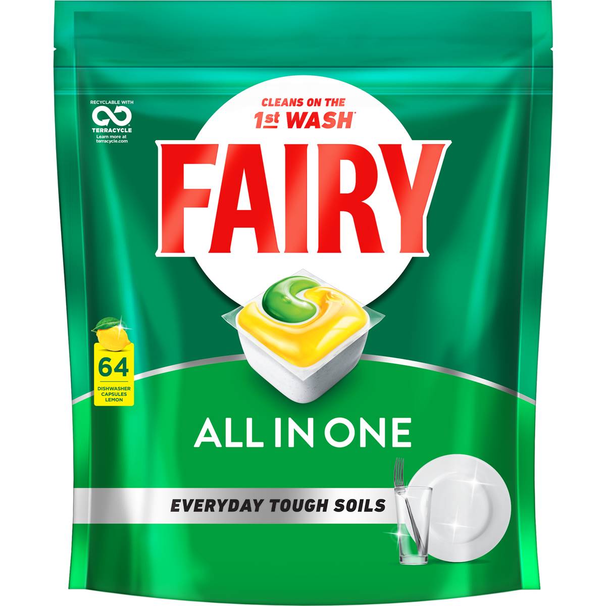 Fairy Original All In One Lemon Automatic Dishwasher Tablets 64 Pack