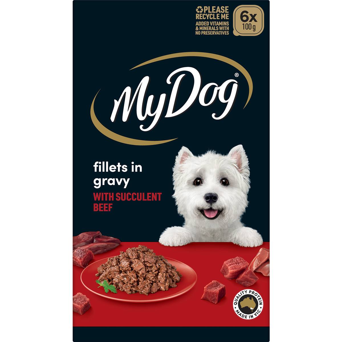 My Dog Fillets In Gravy With Succulent Beef Wet Dog Food Trays 6x100g