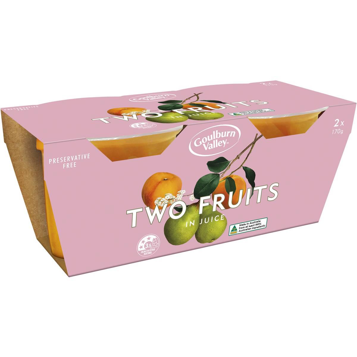 Goulburn Valley Two Fruits In Juice Fruit Cups 2x170g
