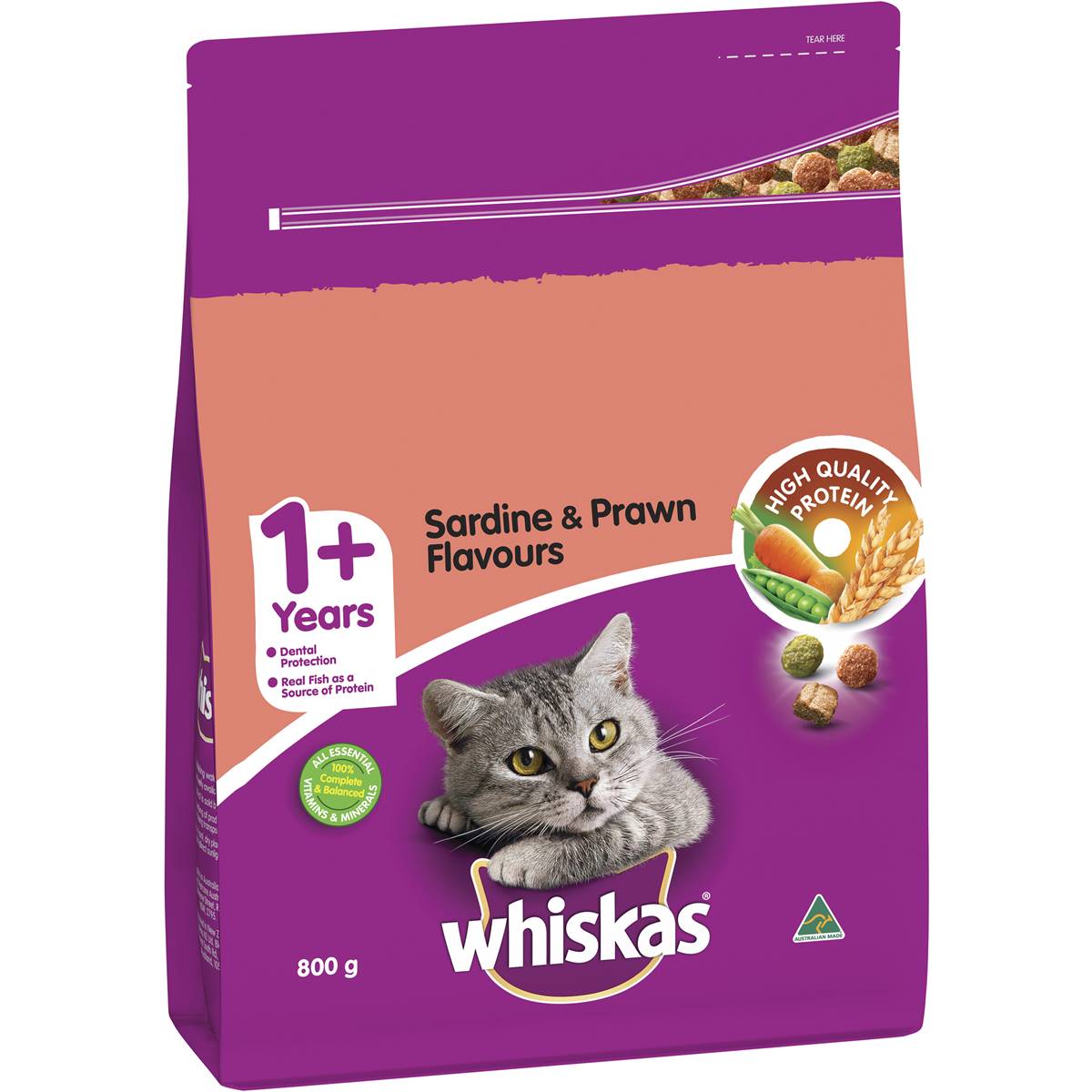Whiskas Sardine & Prawn Adult Dry Cat Food 800g