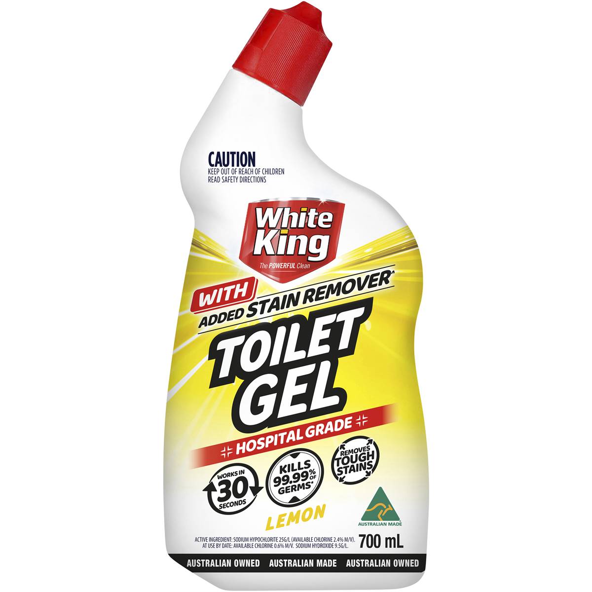 White King Toilet Gel With Added Stain Remover Lemon 700ml