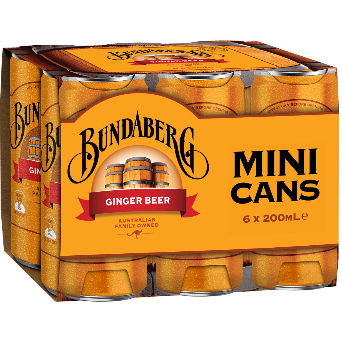 Bundaberg Ginger Beer Mini Cans 6x200ml