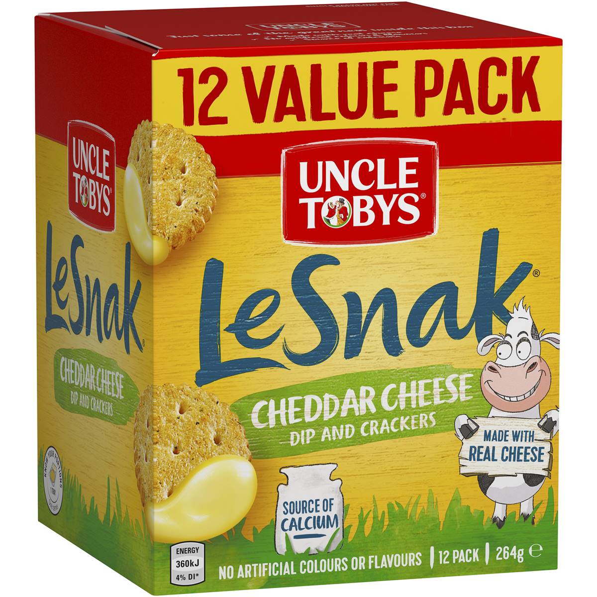 Uncle Tobys Le Snak Cheddar Cheese Dip & Crackers 12x22g