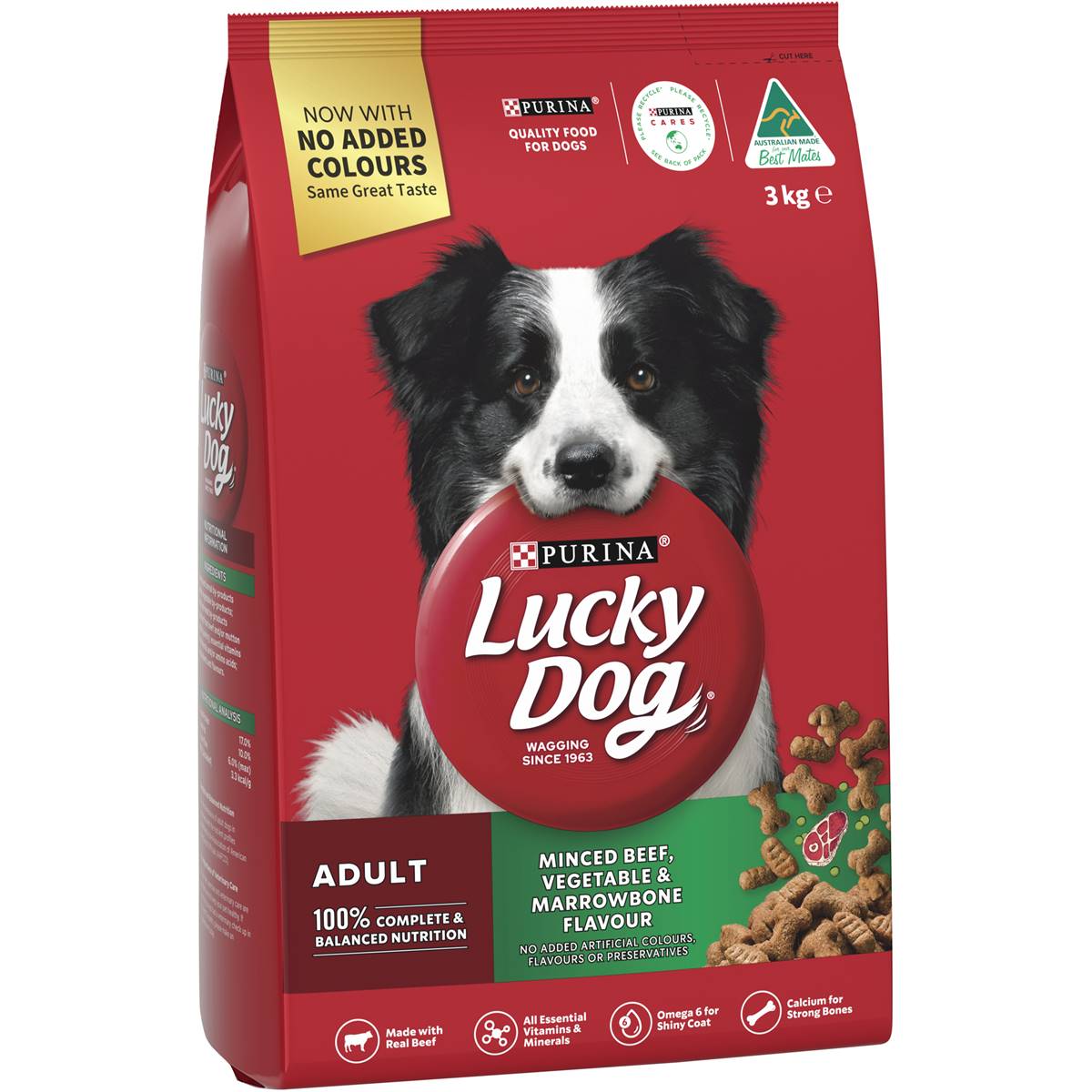 Lucky Dog Adult Minced Beef Vegetable & Marrowbone Dry Dog Food 3kg