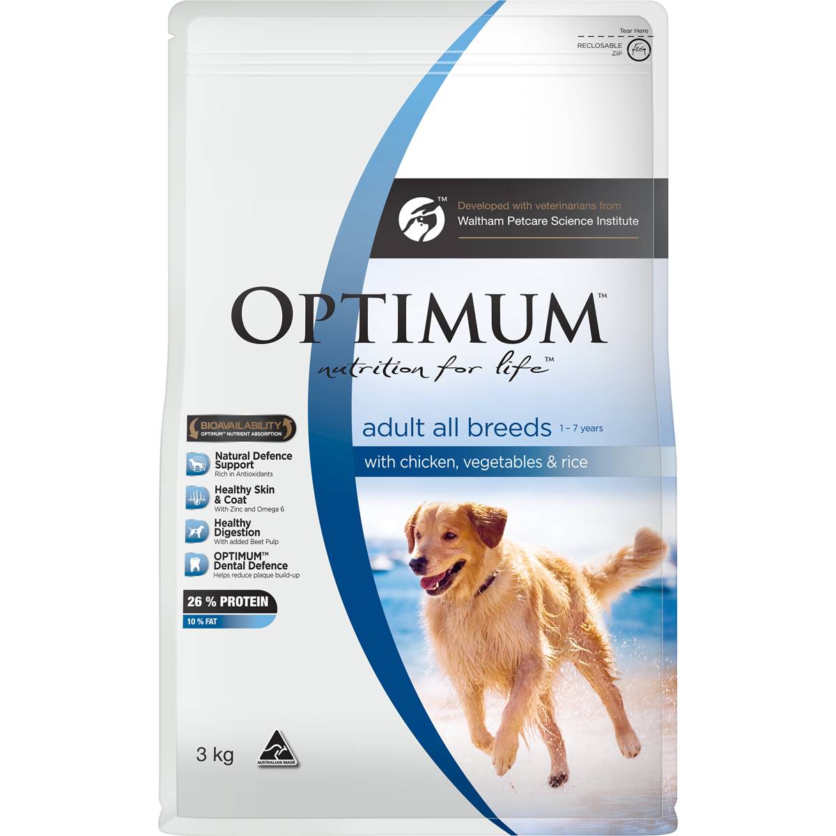Optimum Adult Dog Food With Chicken Veges & Rice 3kg