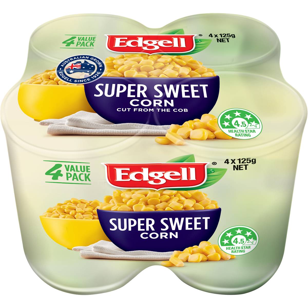 Edgell Australian Super Sweet Corn Kernels 4x125g