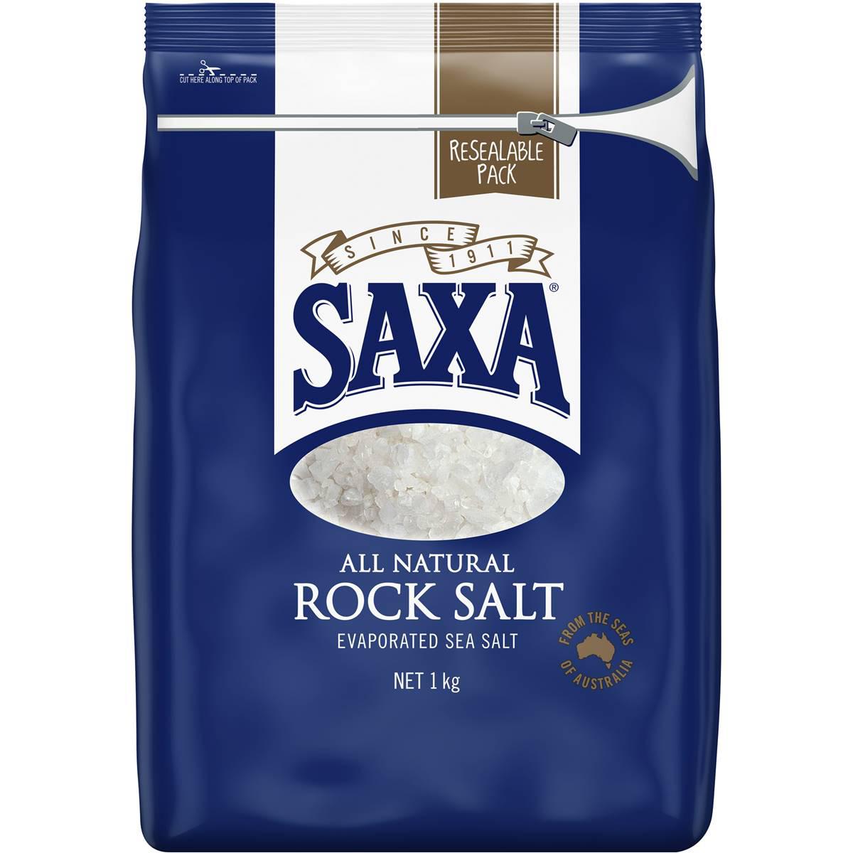 Saxa Refill Value Pack All Natural Rock Salt 1kg