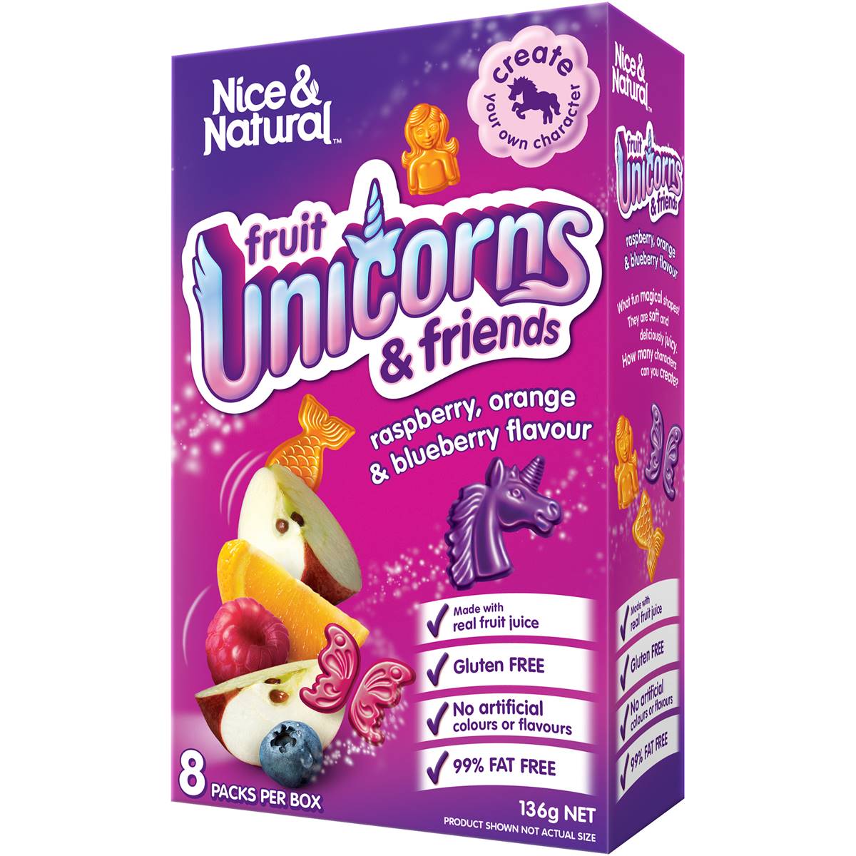 Nice & Natural Unicorn & Friends Fruit Packs 8x17g