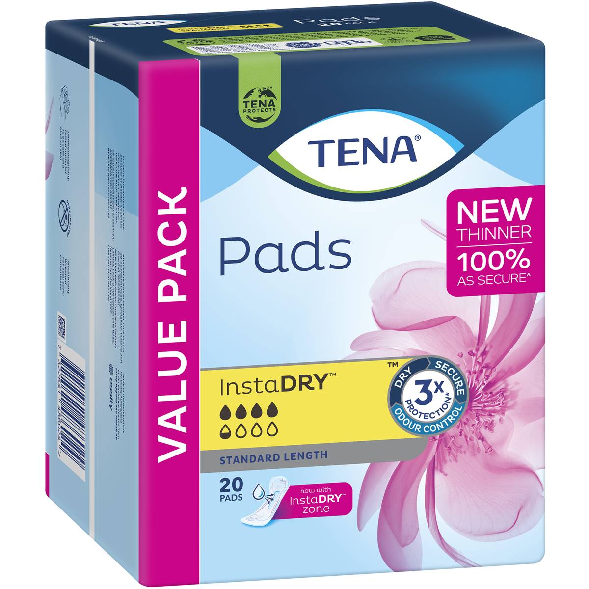 Tena Insta Dry Pads Standard Length 20 Pack