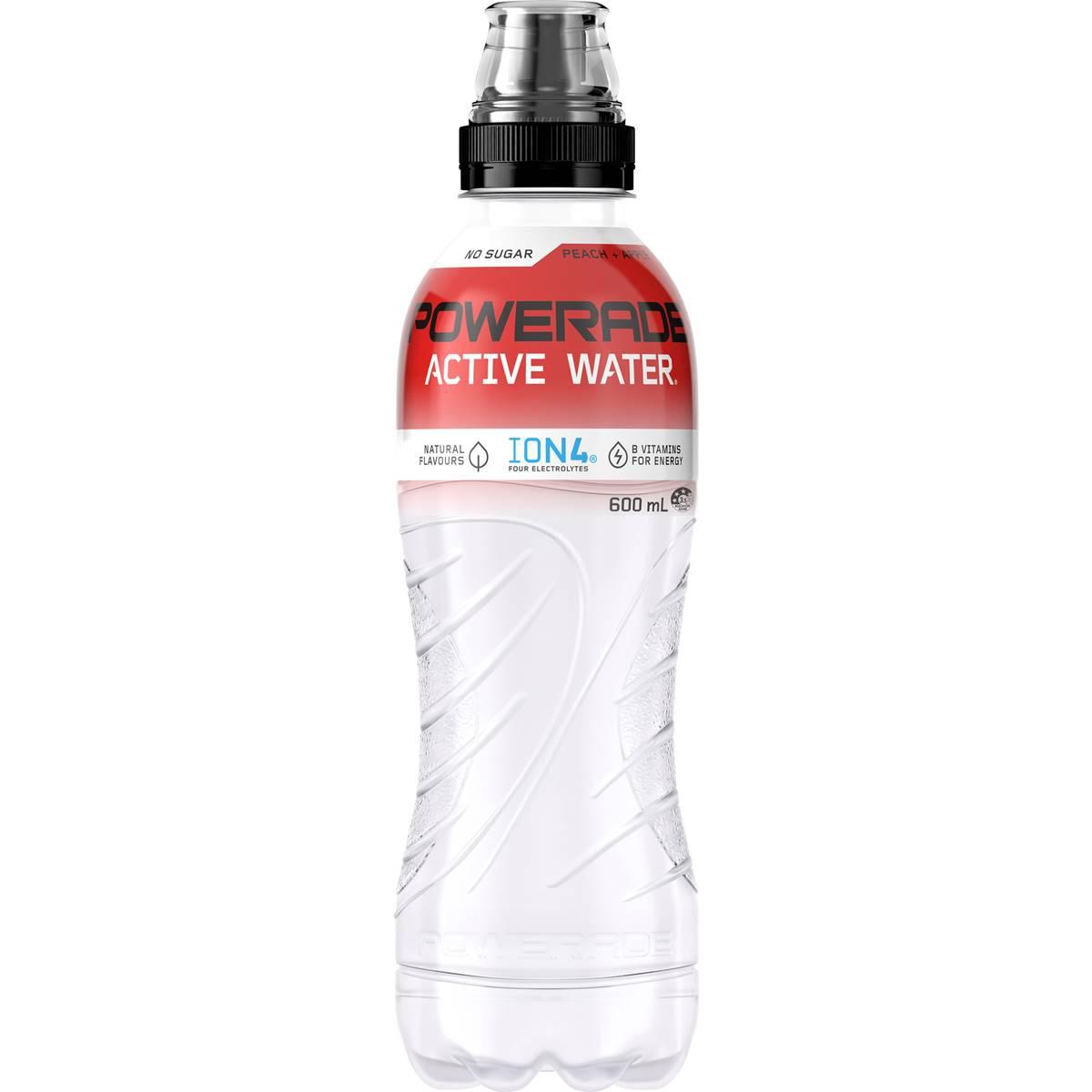 Powerade Active Water Apple & Peach Sports Drink Sipper Cap 600ml