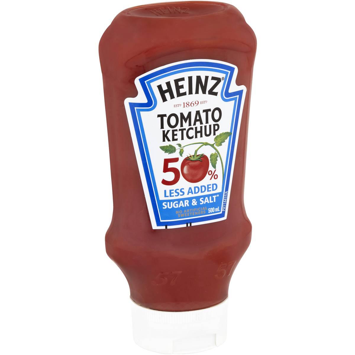 Heinz Ketchup Tomato Sauce 50% Less Added Sugar & Salt 500ml