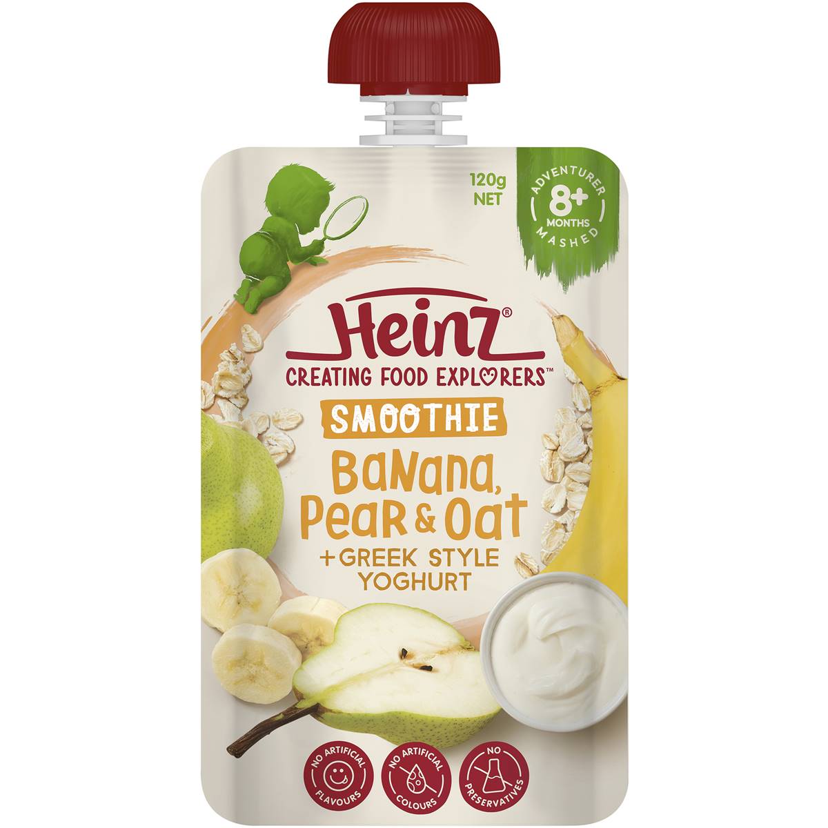 Heinz Smoothie Banana Pear Oat Greek Yoghurt Baby Food 8+ M 120g