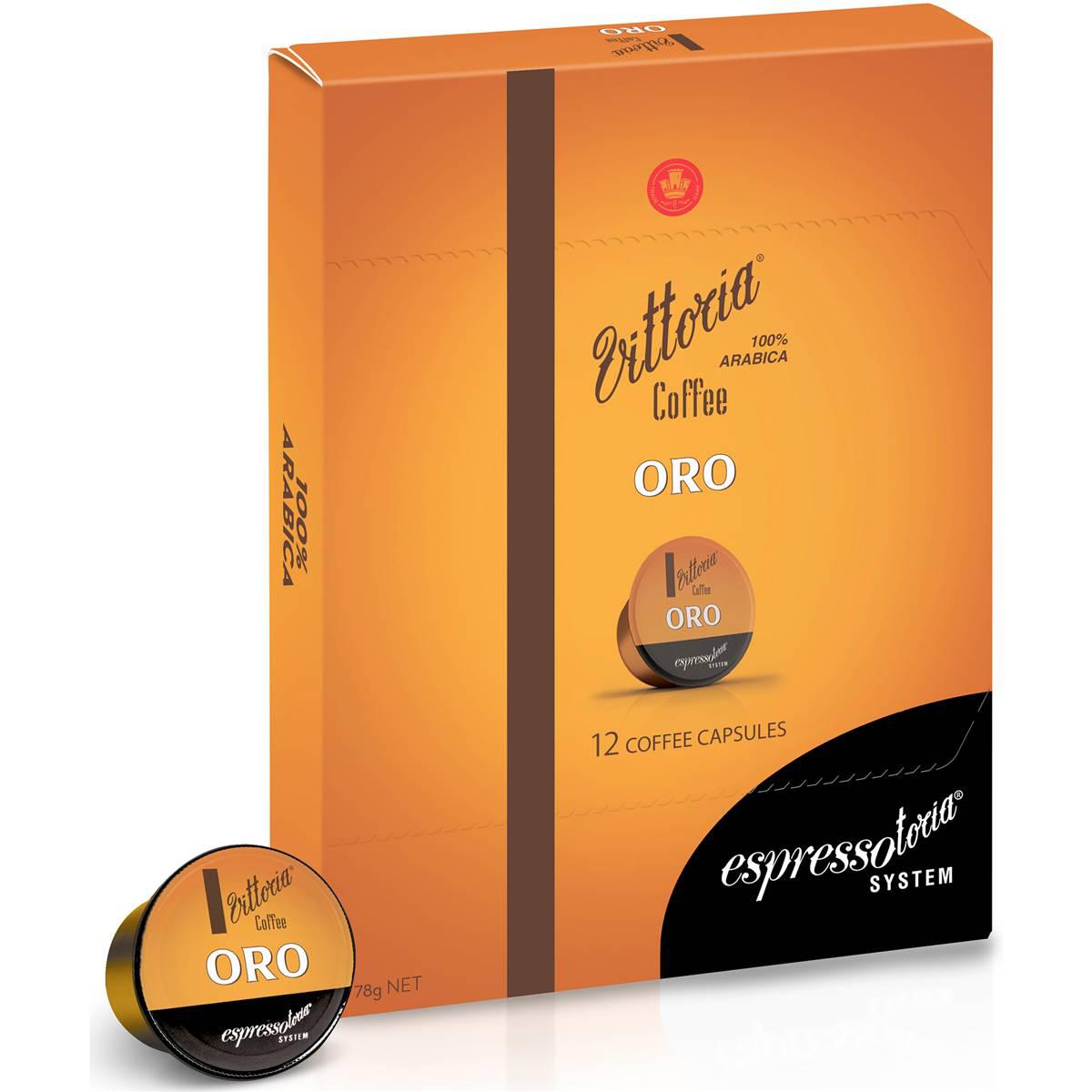 Vittoria Espressotoria Oro Coffee Capsules 12 Pack