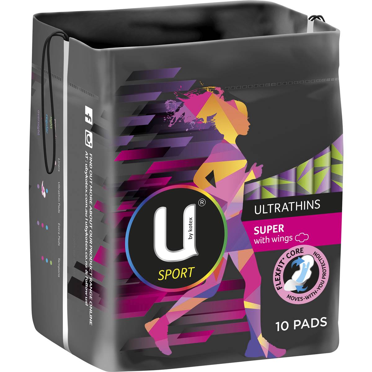 U By Kotex Sport Ultrathin Pads Super With Wings 10 Pack