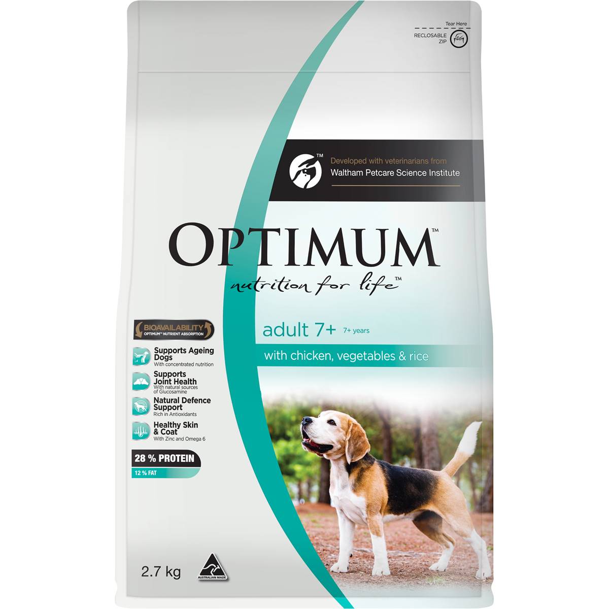 Optimum Adult 7+ With Chicken Vegetables & Rice Dry Dog Food 2.7kg