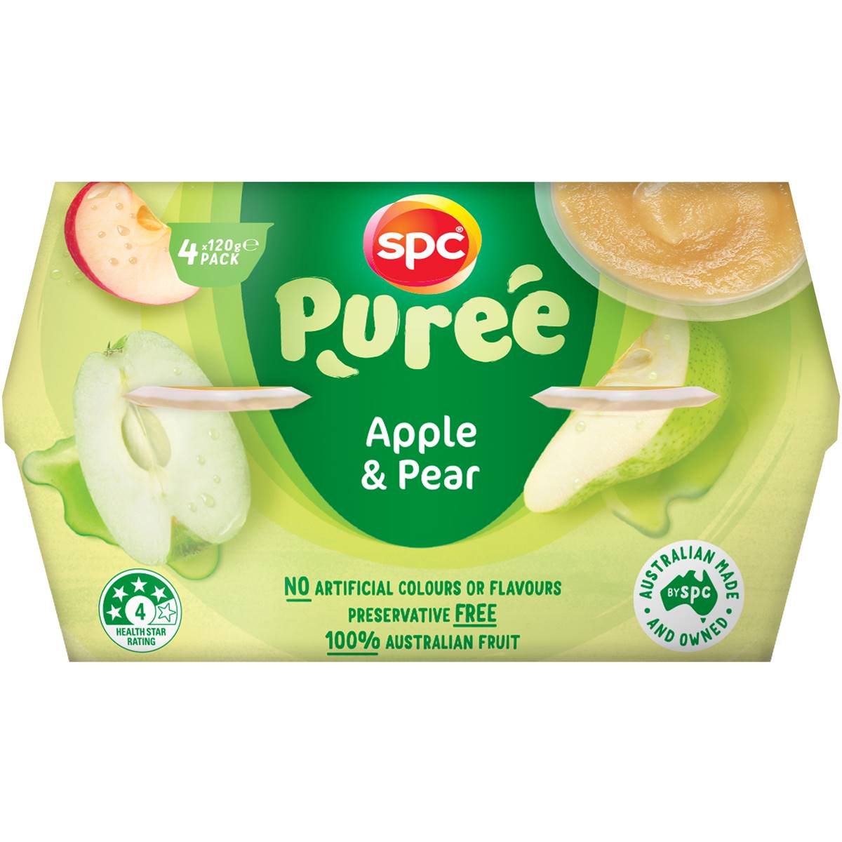 Spc Apple & Pear Puree Cups 4x120g