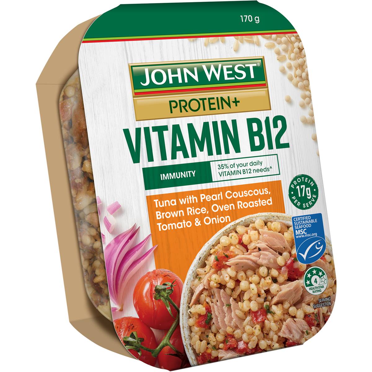 John West Protein+ Vitamin B12 Tuna Bowl Couscous Brown Rice Onion 170g