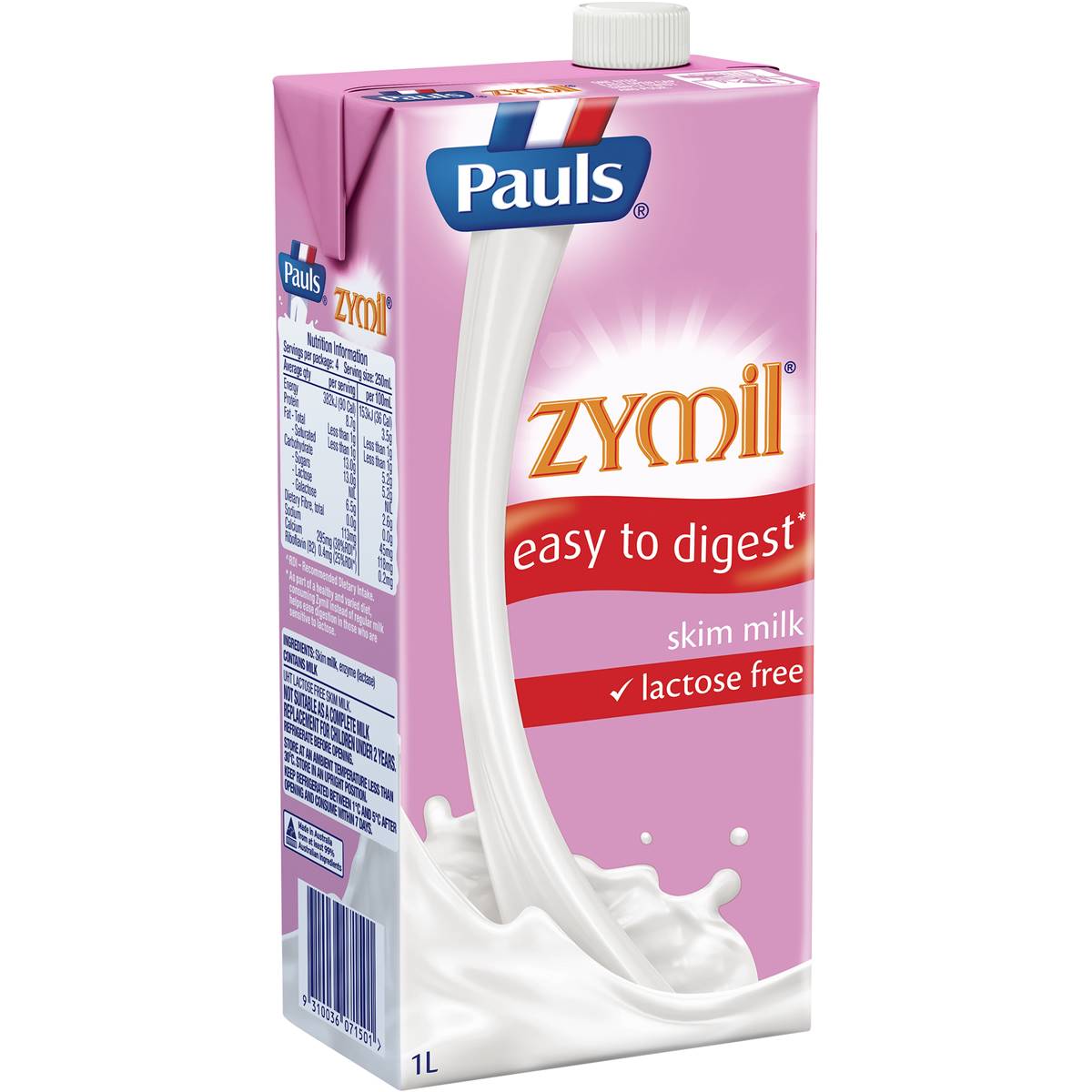 Pauls Zymil Skim Uht Milk 1l