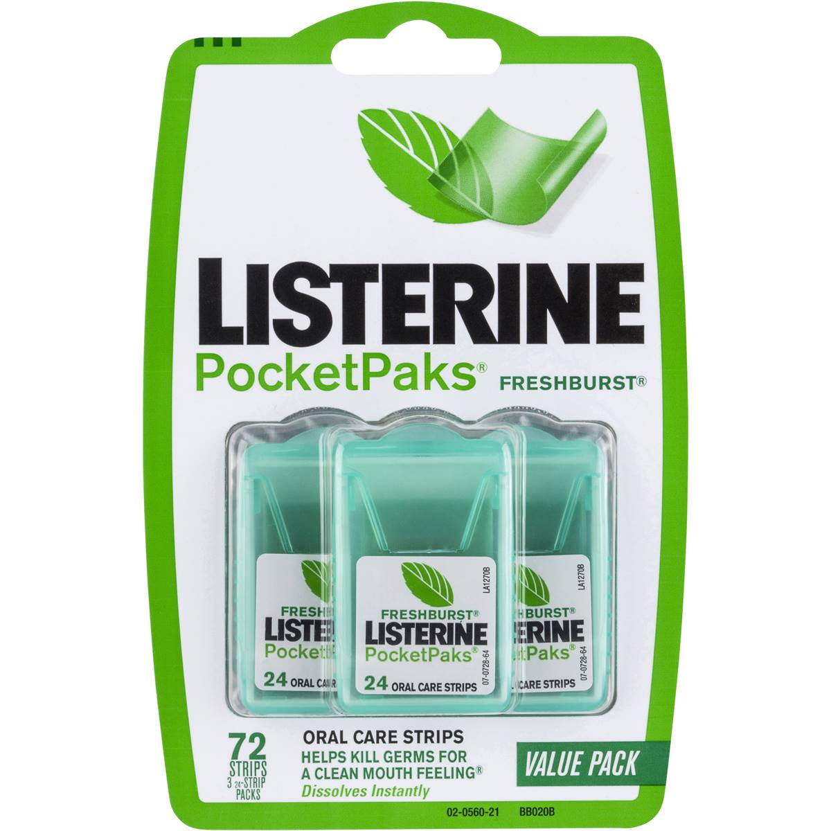 Listerine Pocketpaks Oral Care Strips Freshburst 72 Pack