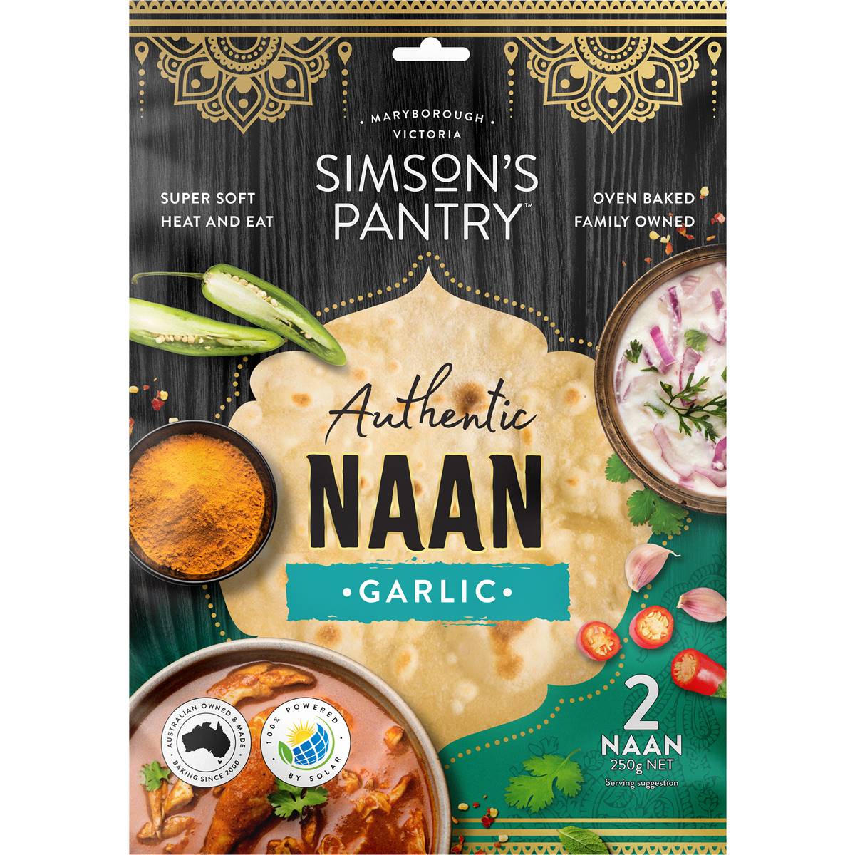 Simson's Pantry Naan Garlic 2x125g