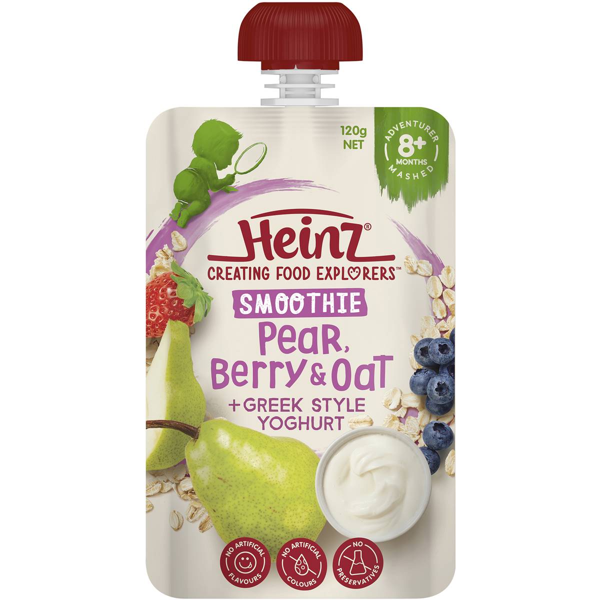 Heinz Smoothie Pear Berry Oat Greek Yoghurt Baby Food 8+ M 120g