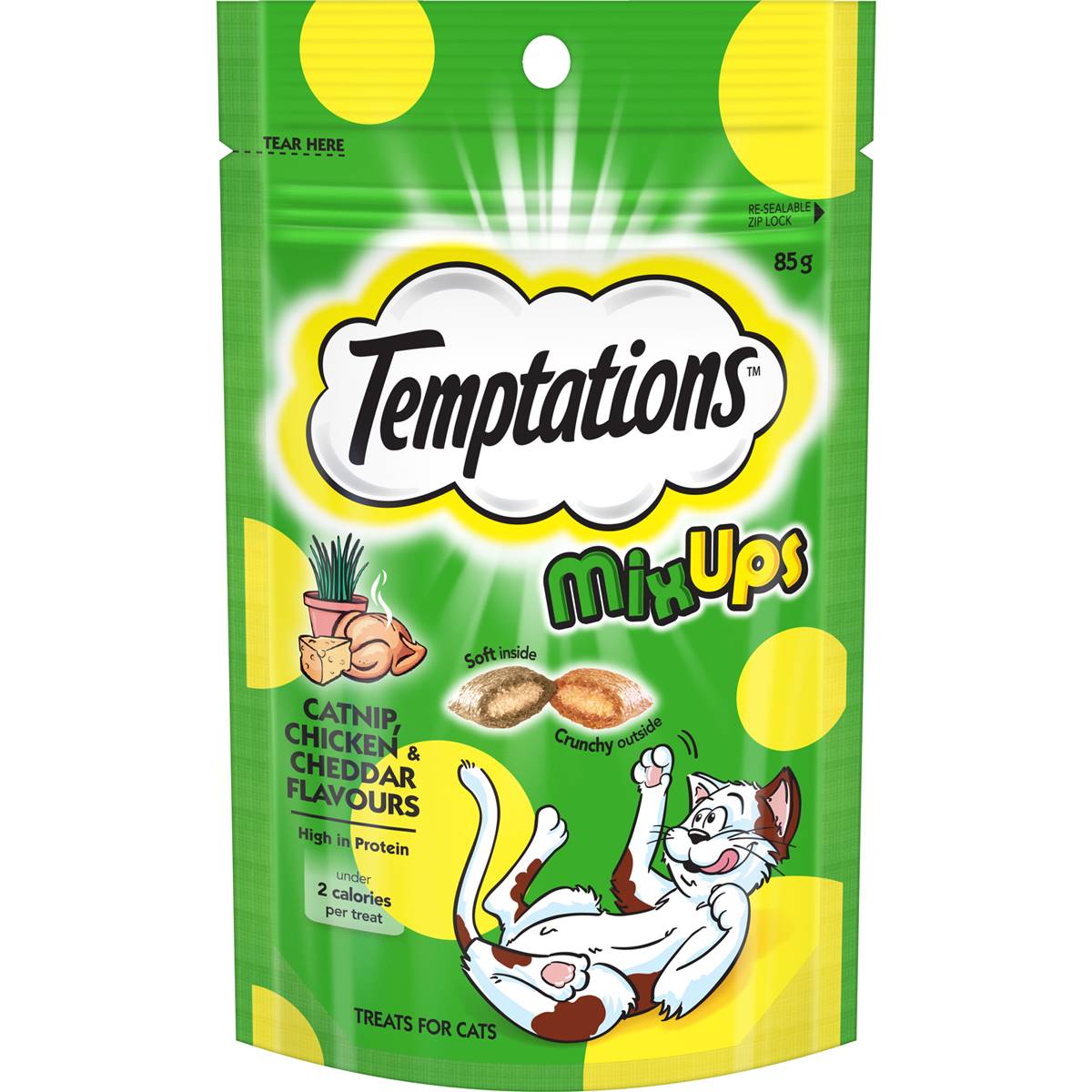 Temptations Mix Ups Cat Nip Chicken & Cheddar Cat Treats 85g