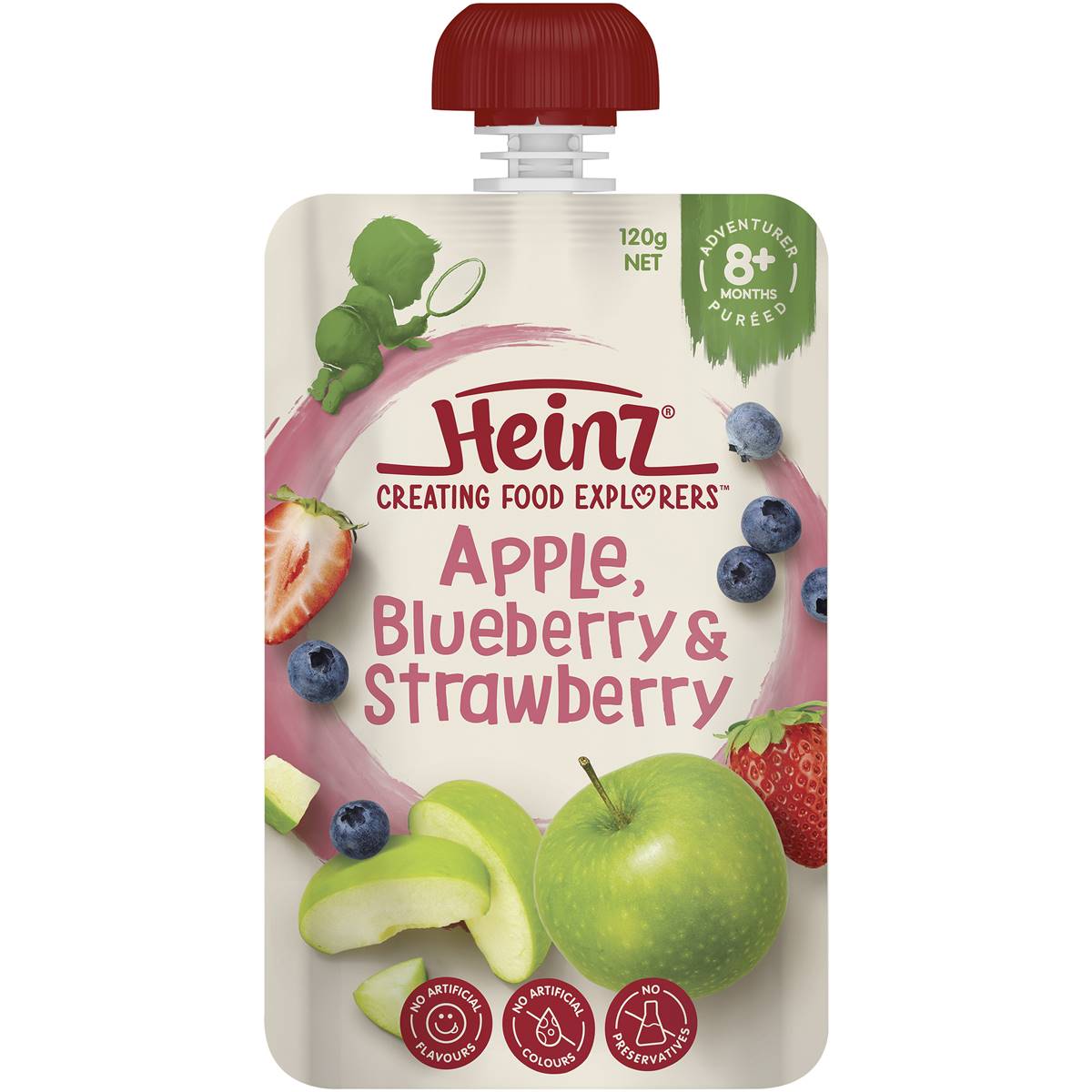 Heinz Baby Food 8+ Months Apple Blueberry & Strawberry 120g