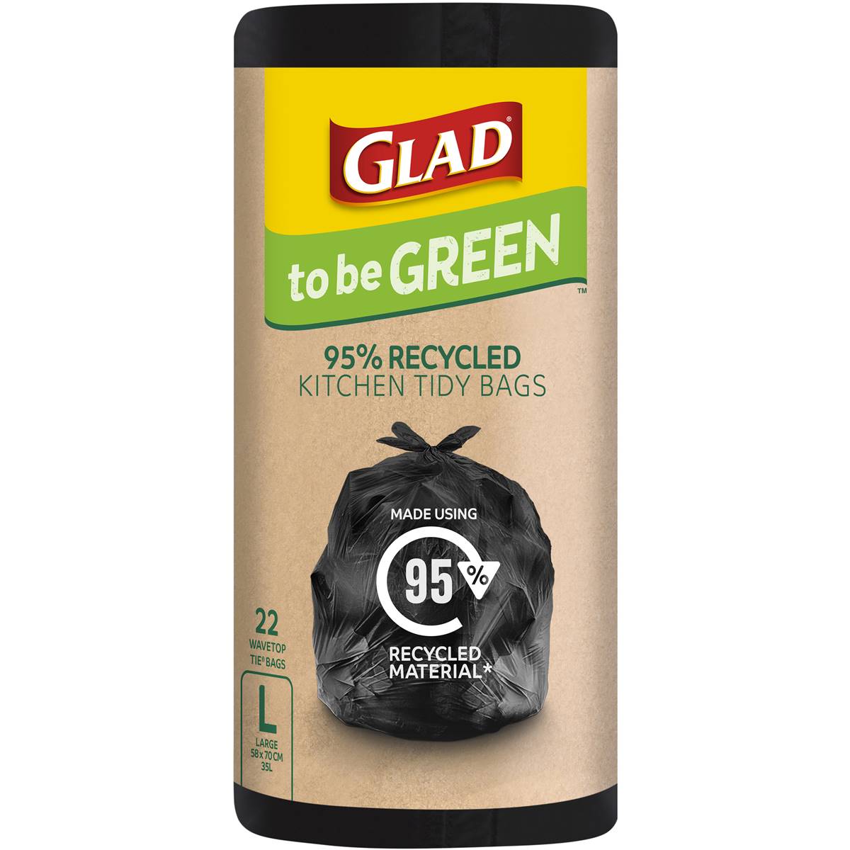 Glad 95% Recycled Kitchen Tidy Bags Large 22 Pack