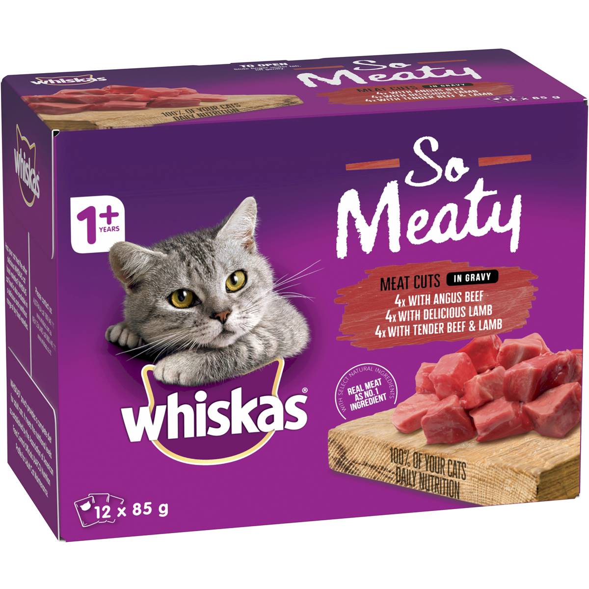 Whiskas Oh So Meaty Meat Cuts Adult Wet Cat Food 12x85g