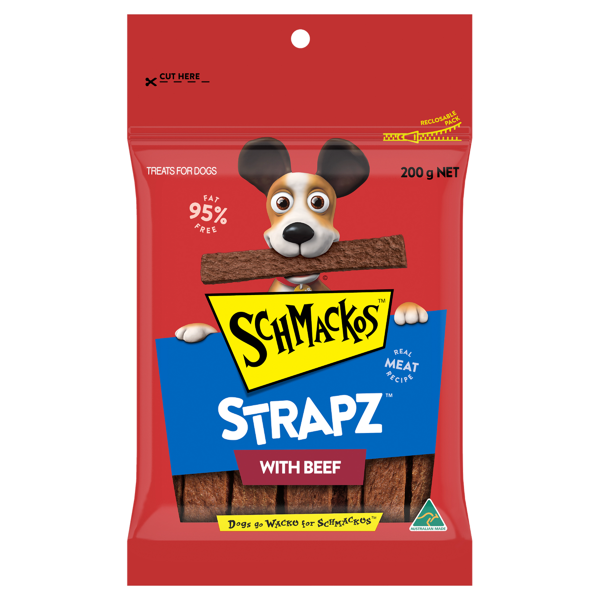 Schmackos Strapz Beef Dog Treat 200g