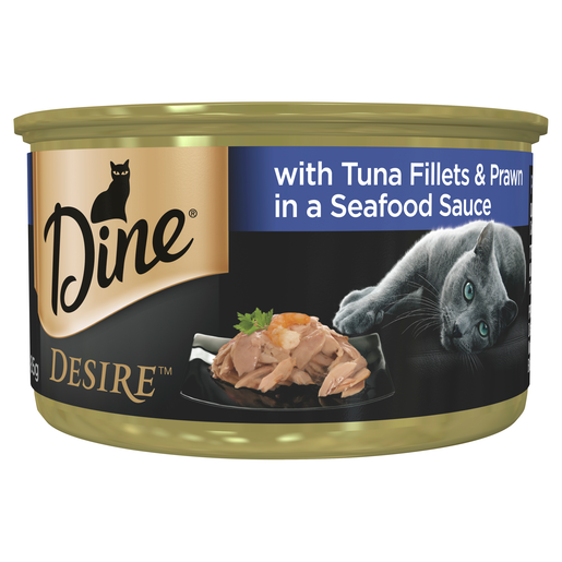 Dine Desire Tuna Fillets Prawn in Seafood Sauce Adult Wet Cat Food 85g