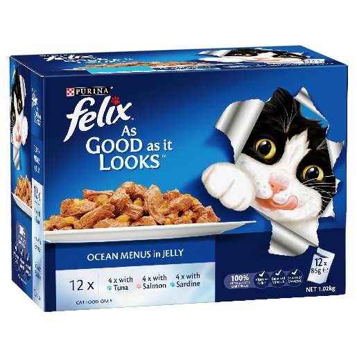 Felix Adult As Good as it Looks Ocean Menus in Jelly Wet Cat Food 12x85g