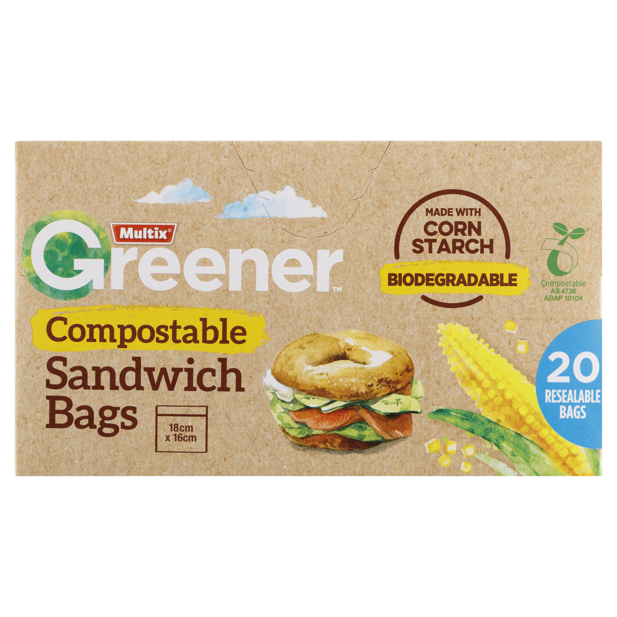 Multix Greener Compostable Sandwich Bags 20 Pack