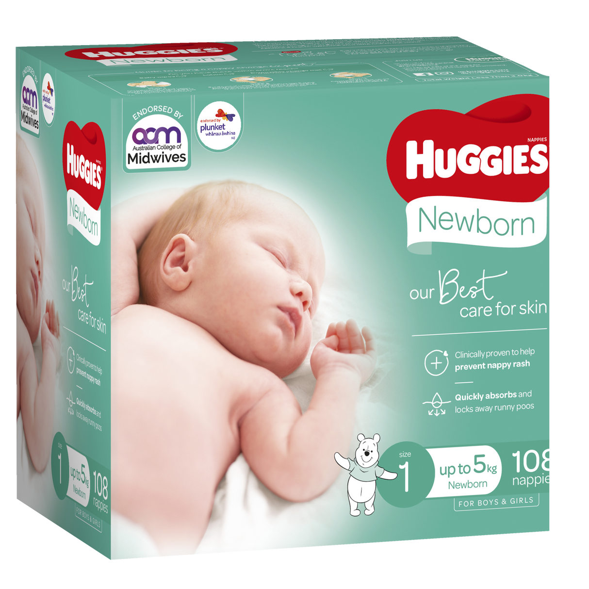 Huggies Newborn Nappies Size 1 (up to 5kg) 108 Pack