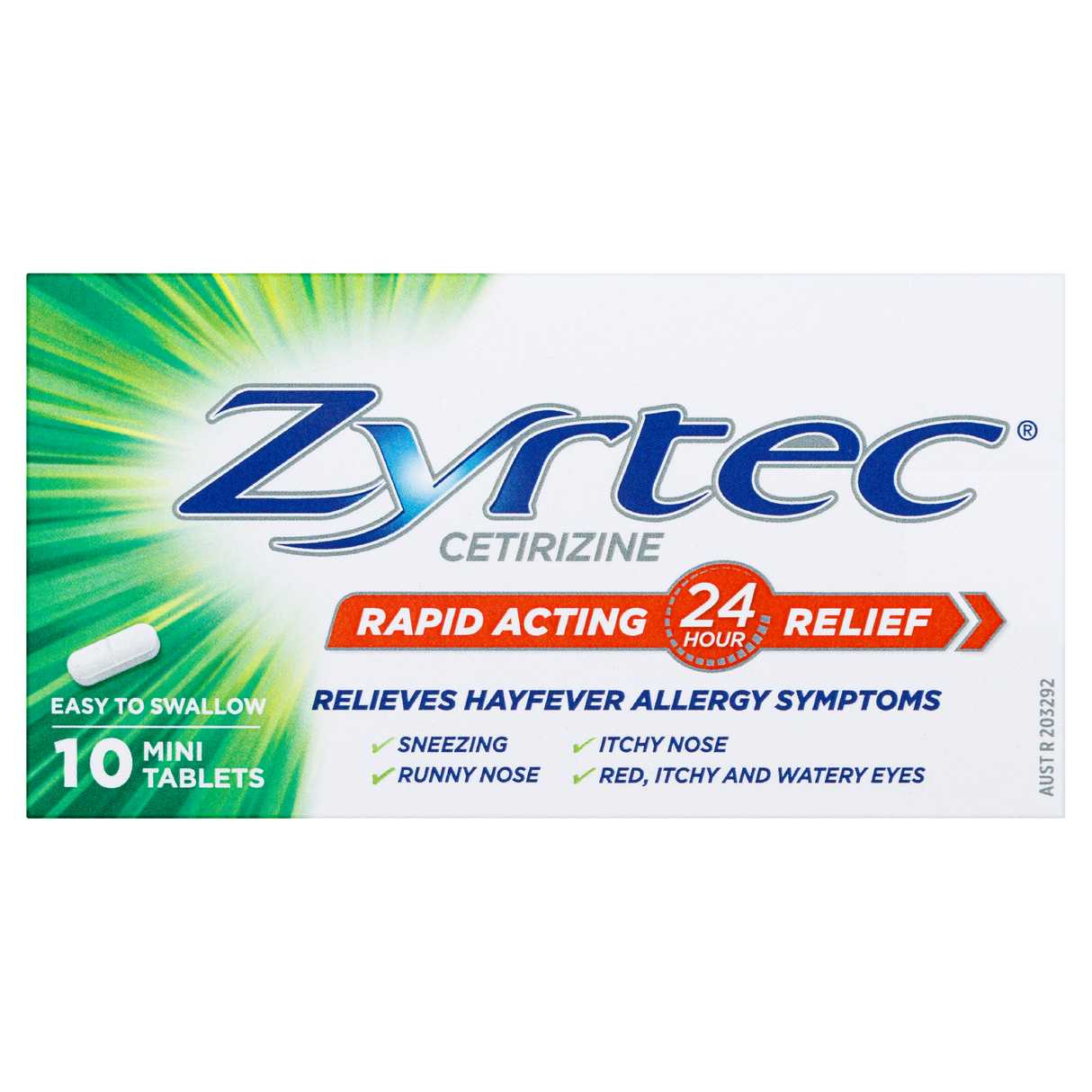 Zyrtec Rapid Acting Hayfever Allergy Mini Tablets 10 Pack
