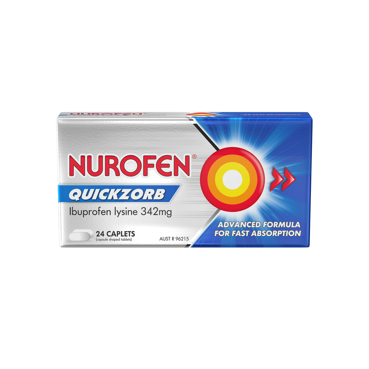 Nurofen Quickzorb Ibuprofen Lysine Caplets 342mg 24 Pack