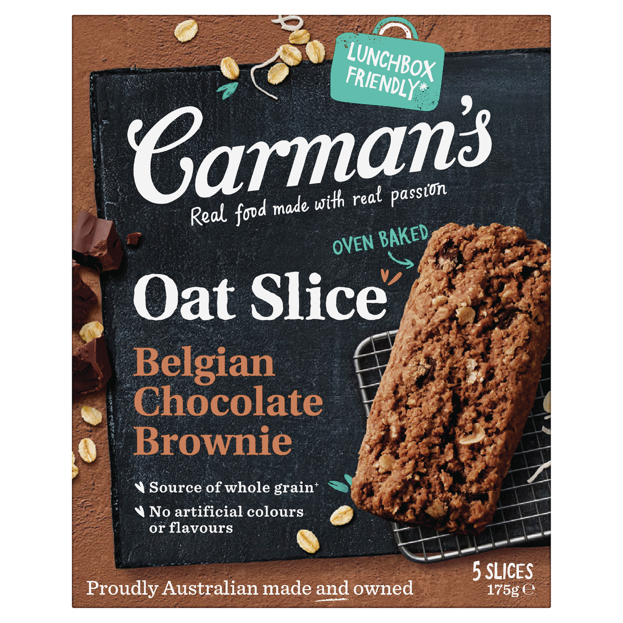 Carman's Oat Slice Belgian Chocolate Brownie 5 Pack