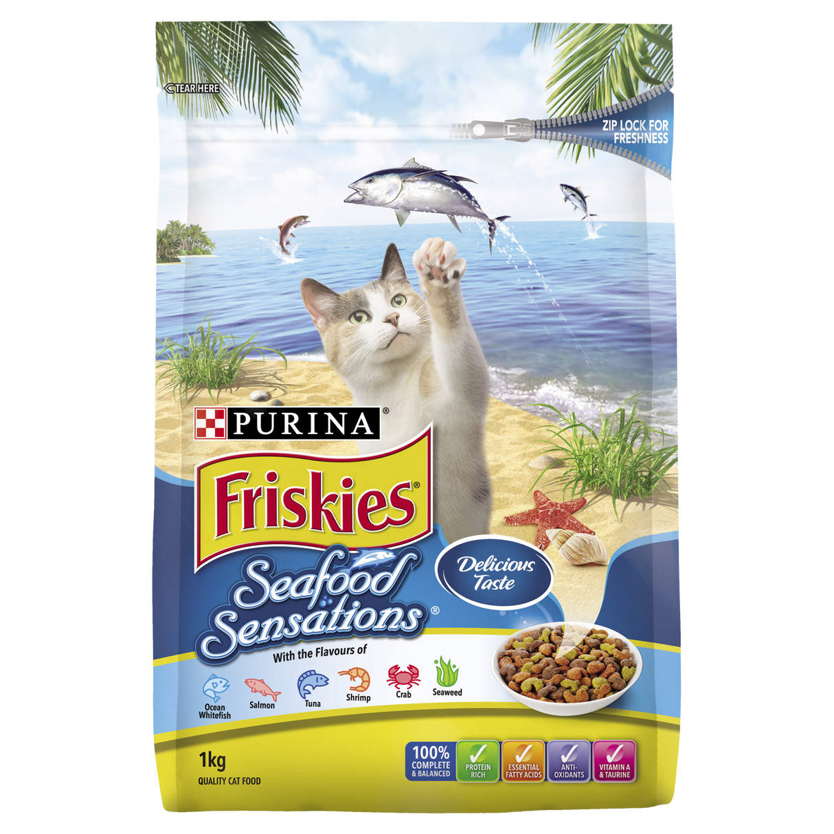 Purina Friskies Adult Seafood Sensations Dry Cat Food 1kg