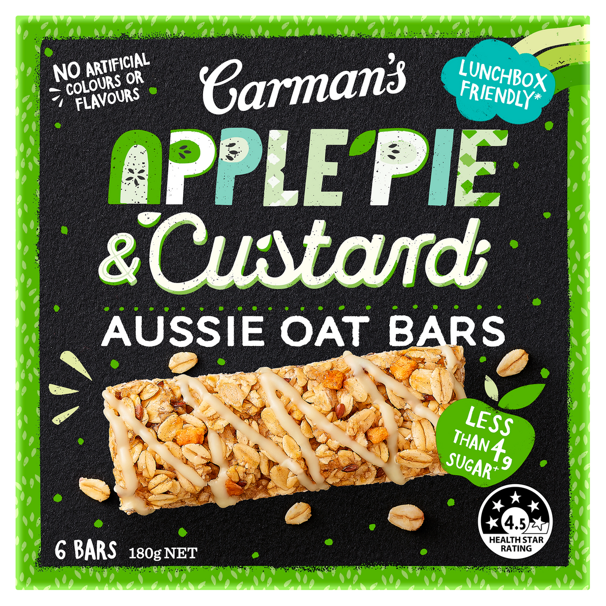 Carman's Aussie Oat Muesli Bars Apple Pie & Custard 6 Pack