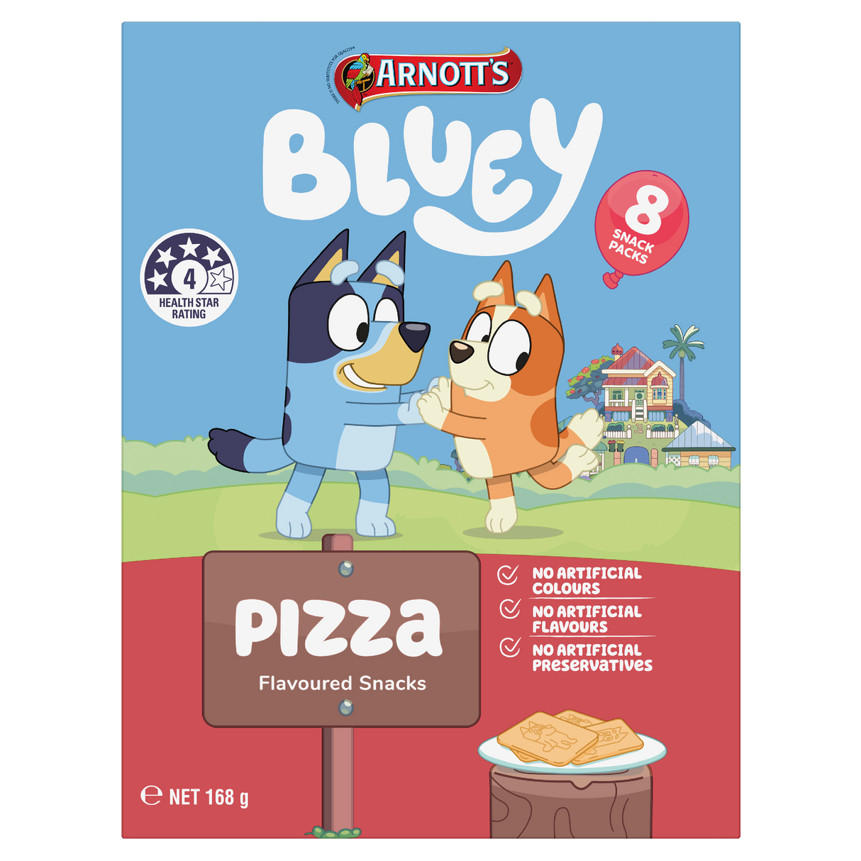 Arnott's Bluey Flavoured Snacks Pizza 8 Packs 168g