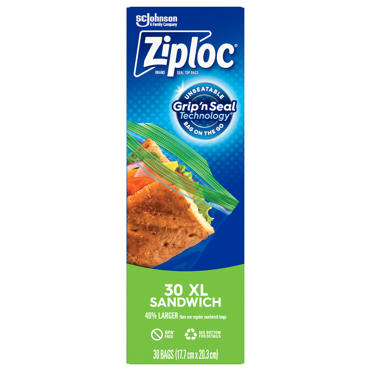 Ziploc Sandwich Bags XL 30 Pack