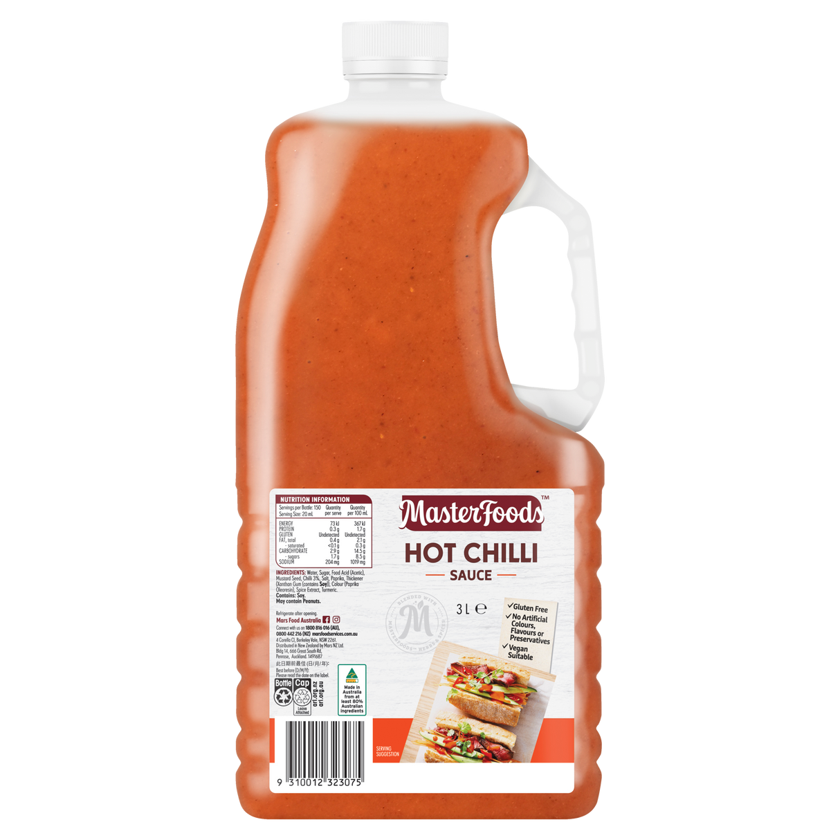 MasterFoods Gluten Free Chilli Sauce 3l